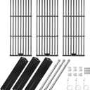 Hisencn Replacement Parts for Chargriller 3001, 3008, 3030, 4000, 5050, 5252 Gas Grill Models, Stainless Steel Burner, Porcelain Steel Heat Plate, Porcelain Cast Iron Cooking Grid Grates