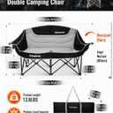 KingCamp Oversized Double Camping Chair, Heavy Duty 880lbs with Padded Seat & Cup Holders, 2 Person Loveseat Perfect for Outdoor Sports Family and Couples, Ideal for Lawn and Backyard, Black/Grey, Loveseat XL