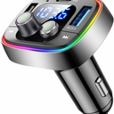 LIHAN USB C Bluetooth Adapter for Car, AUX Wireless FM Radio Transmitter, Handsfree Calling & Audio Receiver, MP3 Music Player, QC3.0 & Type-C PD USB Charger,7 Colors LED Backlit
