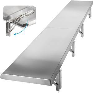Concession Shelf Drop Down 12" x 48", Spliced Style Folding Concession Stand Shelf Commercial Grade Stainless Steel, Foldable Concession Shelves for Snack Bar, Food Cart, Movie Theater