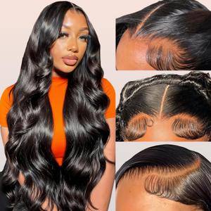 13x4 HD Lace Front Wigs Human Hair 22 Inch Natural Black Body Wave Human Hair Wig 200 Density 12A Glueless Wigs Lace Front Wigs Pre Plucked Glueless Frontal Wig for Women