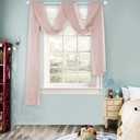 HUTO Blush Pink Sheer Window Scarf Valance for Girls Room Soft Voile Curtain Scaves Wedding Party Bed Canopy,1 Panel 52 x 144 Inches Long
