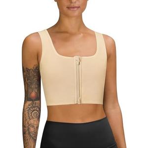 LEINIDINA Chest Binder Tomboy Transgender FTM Square Collar with Front Zipper Binder Bra Tank Top