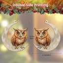2 x Christmas Tree Decorations, Acrylic Christmas Tree Ornaments, Double-Printed Animal Hanging for Christmas Tree, Home Decor, Children's Gifts (Owl) (Moon-owl 2)