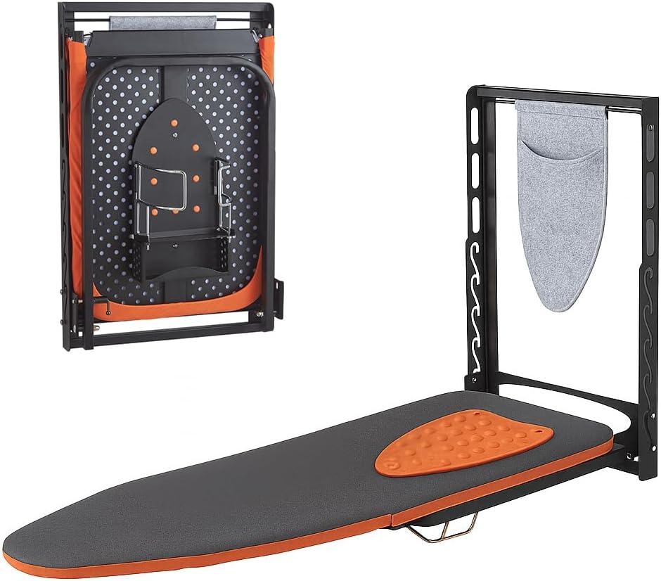 Seiritex Wall Mounted Ironing Board with Iron Holder, 36x13 Compact Mount Foldable Ironing Board for Small Spaces, Space Saving with Cotton Fabric Cover and Silicone Iron Rest (13x36 inches)