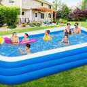 Extra Large Inflatable Swimming Pool - 145" X 74" X 22" Oversized Thickened Blow Up Pool for Kids and Adult, Kiddie Pool for Backyard, Easy Setup & Portable