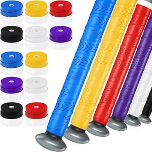 Sosation 12 Rolls Bat Grip Tape Comfortable and Soft Full Adhesive Baseball Softball Precut Batting Grip Tape Replacement for Sports (0.98 x 43.31 Inch)