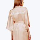 Satin Robe for women Short Bride and Bridesmaid Rose Gold Dressing robe for Wedding Party, XXL