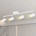 BoostArea 4-Light Track Lighting Kit, Modern Track Lighting Fixtures Ceiling, Rotatable Light Heads, Flush Mount Ceiling Spotlight, White Track Lighting for Living Room/Bedroom, GU10 Bulb Not Included