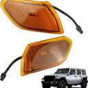 2Pcs Amber LED Front Side Marker Lights Compatible with 2018 2019 2020 2021 2022 2023 2024 Jeep Wrangler Turn Signal Indicator Light Replaces 68302119AB CH2550137 68302120AB