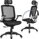 GABRYLLY Ergonomic Office Chair, High Back Home Desk Chair with Headrest, Flip-Up Arms, 90-120 Tilt Lock and Wide Cushion, Big and Tall Mesh Chairs for Man Woman, Black Task Chair