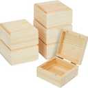Bright Creations 6 Pack Unfinished Wooden Boxes with Hinged Lids - Pinewood Magnetic Storage for Crafts & Jewelry - Unfinished Wood Box (3.5 x 3.5 x 2 in)