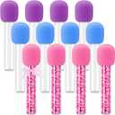 Newtay 12 Pcs Microphone Candy Tubes Kpop Themed Decor Karaoke Theme Birthday Party 10'' Fake Prop Microphone Plastic Toy for Disco Singer Stage Costume Prop, Candy Not Included (Purple,Pink,Blue)