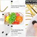 Livabber Fruit Basket Bowl with Banana Hanger, Metal Fruit Vegetable Storage Basket with Banana Holder for Kitchen Counter, Detachable Organizer for Bread Snack Produce (Gold, 3-Tier Marble Base)
