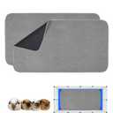 Guinea Pig Cage Liner, 2 Pack - Washable, Reusable, Leakproof Fleece Bedding Pads for Small Animals with Anti-Slip Bottom - for C&C 2X4 Area, Gray