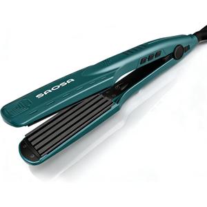 Hair Crimper - Ceramic Tourmaline Crimping Iron with 5 Temp Settings, Anti-Frizz Volumizing Crimper Hair Tool for Textured Crimp, Suitable for All Hair Types (Turquoise)