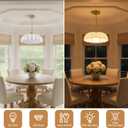 Milk Flower Gold Chandelier, 16" Vintage Milk Glass Floral Pendant Light | Adjustable Height Hanging Chandelier for Dining Room Living Room Kitchen Island Bedroom