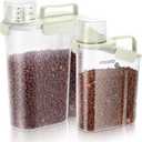 8-12 LBS Cat Dog Pet Food Storage Container, Plastic Dispenser Upgraded Large Nozzle, BPA-free, With Sealed Clasps, Measuring Cup and Handle, Easy to Clean and Carry -1 Packs Beige ((5L+3L) 1pack)