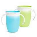 Munchkin Miracle 360 Sippy Cup for 6 Month Old, Spill Proof Baby and Toddler Cups with Transition Handles, 7 Ounce, 2 Pack, Blue/ Green