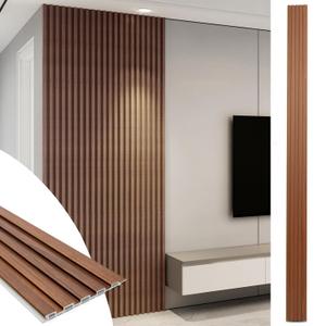 Art3d WPC Slat Wall Panels, 8-Pack 108 x 6 Inch 3D Wall Accents for Interior Wall Decor, Living Room, Bedroom, Teak