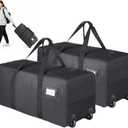 Heavy Duty Moving Bags with Wheels, 2-Pack 92L Foldable Rolling Duffle Bag | Extra Large Duffle Bag for Travel, Waterproof, Oxford, College Dorm Moving Bags, Packing Bags for Moving/Traveling/Camping