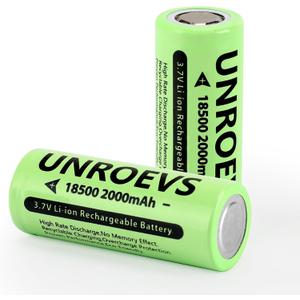 2 Packs 18500 Rechargeable Battery with Flat Top,3.7V 2000mAh INR 18500 High Capacity Li-ion Battery for Flashlights,Solar Garden Lights. (2, Flat Top)