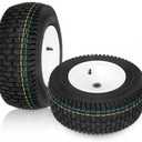 16x6.50-8 Lawn Mower Tires with Rim, Natural Rubber Turf Tire for L120 G100 G110, 145 190C Tractor, LA130 LA140 LA150 X140 X166 E170 | 3"Offset | Bore ID 3/ 4" | 4 Ply Tubeless 2PCS