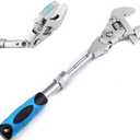 Flexhead Adjustable Wrench, 10" to 12" Ratcheting Crescent Wrenches with Retractable Extension Shank and 180 Rotating Head Flex Head Ratchet Wrench Tool
