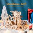 ROKR Marble Run 3D Wooden Puzzles Model Building Kits for Adults - Educational Project Brain Teaser, DIY Crafts for Adults & Kids (Fortress)