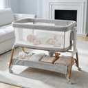 GROWNSY 5-in-1 Baby Bassinet Bedside Sleeper with Gentle Manual Rocking, Standard