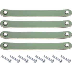 uxcell 4 Pcs Leather Drawer Pulls, Kitchen and Wardrobe Door Knobs Leather Pulls Dresser Handles with Screw for Bathroom Kitchen Bedroom Dresser Cupboard, Green