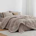 Love's cabin California King Comforter Set Burlwood, 7 Pieces California King Bed in a Bag, All Season Bedding Sets with 1 Comforter, 1 Flat Sheet, 1 Fitted Sheet, 2 Pillowcase and 2 Pillow Sham | Soft, Breathable, Lightweight, Comfortable