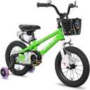 JOYSTAR 12 Inch Pluto Kids Bike with Training Wheels for Ages 3 4 Year Old Boys Girls Toddler Children BMX Bicycle Green