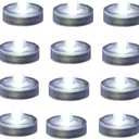Bright LED Battery Operated Flameless Tea Light, Submersible Tea Candle Waterproof Decorations Underwater Vase Light for Party & Wedding, Pack of 12, Clear White