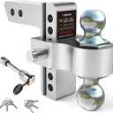 Adjustable Trailer Hitch, Drop Hitch for 2 Inch Receiver,Vullteeon 6 Inch Ball Mount (2" & 2-5/16") 12,500 LBS GTW, Chrome Plated Steels Balls, Aluminum Tow Hitch with Two Anti-Theft Pins Locks