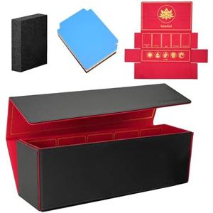 Hipoocok 2 in 1 Card Deck Box for Trading Cards, Unfolded MTG Commander Card Can be Used as a Playmat, Leather Magnetic Storage Box Holds 800+ Single Sleeved Cards, Fits for TCG CCG Magic (Pack 2)