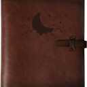 Photo Album 4x6 200 Photos, Genuine Leather Photo Albums with Writing Space with 30 Writing Paper, Travel Family Wedding Kids Graduation Ultrasound Baby Picture Album Scrapbook Photo Album (MOON)