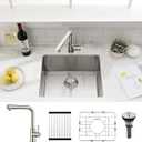 20 Inch Undermount Kitchen Sink with Faucet Combo - SZBAQTM 20"x19"x10" Stainless Steel Single Bowl Kitchen Sink 18 Gauge Handmade Design sink with Pull-Out Faucet