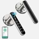 Fingerprint Door Lock- Smart Door knob,biometric Door Lockwith passcode keypad keyless Entry Door Handlefor Bedroom Home Hotel Office Apartment (Silver, B)