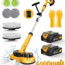 qimedo 6000mAh Battery Electric Mop M1, 800RPM Cordless Electric Power Scrubber & Mops for Floor Cleaning, Best Automatic Spin Mops with Smart Display,Rotating Mop with LED Light & Water Spray (Mop with 50-inch Handle)