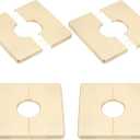PATIKIL Wall Split Flange 86mm / 3.4" OD, 4 Pcs Square Escutcheon Plate Cover PPR Plumbing Cover Plates with Self-Adhesive Tape for 27mm / 1.1" Dia Water Pipe Faucet, Gold