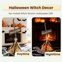 Halloween Witches Decor, Witches Broom Halloween Decor, Animated Floating Broomstick for Spooky Sounds, Haunted Party Decorations, Light-up Dancing Magic Witch Broom Porch Decor