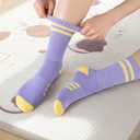 Comfoex 10 Pairs Girls Crew Long Athletic Socks for 4-6 6-8 8-10 Years Old Kids Calf Sports Cotton Socks Half Cushione, Medium, 12-5(age: 7-10)