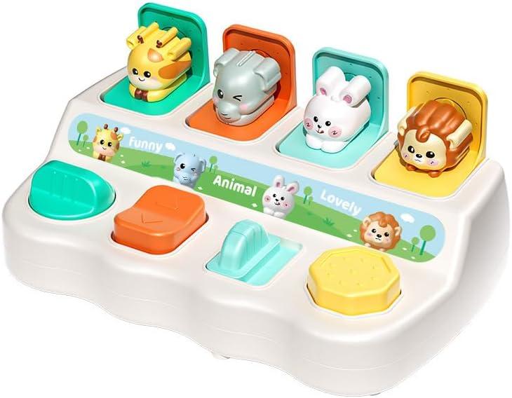 Cause-And-Effect Toy for toddlers 2-3  Developmental Toy With Buttons & Colors  Color Sorting Animal Toys  For Kids, Toddlers, Babies  18 Months +  Pop-Up toys, 6-12 months, 1-3 years baby.