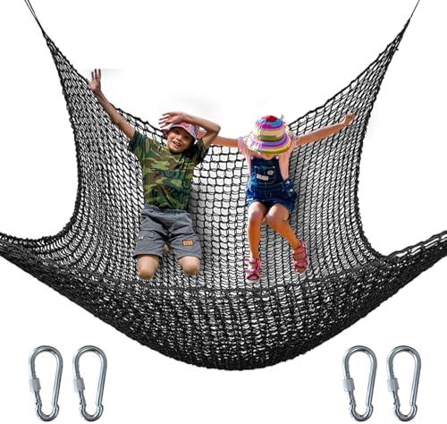 nets Tribe Kids Climbing Cargo Net, 6.5 * 9.8 ft Playground Safety Net, Polyester Double Layers Net Bridge for Inside, Outside, Backyard,Tree House, Obstacle Training, Monkey Bar, Black (6* 8.8*)