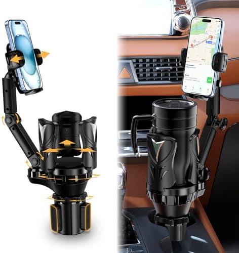 Phone Holders for Your Car, Adjustable Car Cup Holder Expander with Rubber Grip, Secure Hold, Multi-Scenario Use for Drivers, Commuters & Road Trips, Universal Fit for Up to 5.31'' Drinks/Mugs/Foods