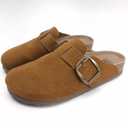 SM New York Brynlee Slip-On Clogs Size 6 Brown Suede Leather Closed Toe Cork  