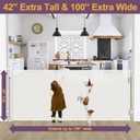 42" Tall X 100" Extra Wide Retractable Baby Gates for Large Openings Extra Tall Dog Gates for Doorway Tall Retractable Pet Gate Tall Mesh Gates for Kids Long Dog Gate for Indoor/Outdoor, White
