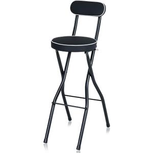 Thyle 1 Pcs 29.5 Inch Folding Bar Stool with Backrest Tall Foldable Stool Chair with Cushioned Padded Portable Collapsible Counter Height Chair for Kitchen Island Shop Cafe Dining Room