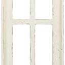 Synovana Arched Wooden Window Frame Wall Decoration, Rustic Farmhouse Wood Window Pane Hanigng Art Decor, 36 inches Gothic Cathedral Style Spire Design Wall Mounted Fake Window Decor, Distressed White